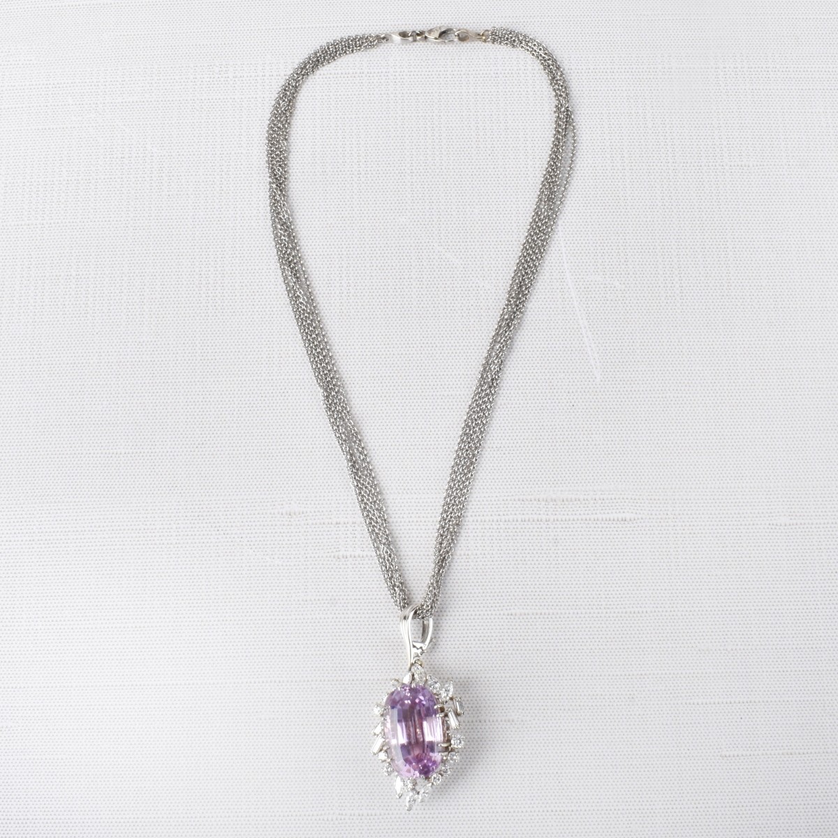 Kunzite, Diamond and 14K Necklace