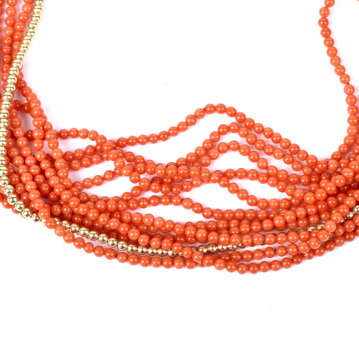 Coral and 14K Necklace