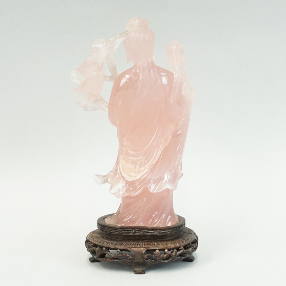 Chinese Rose Quartz Guanyin Figure