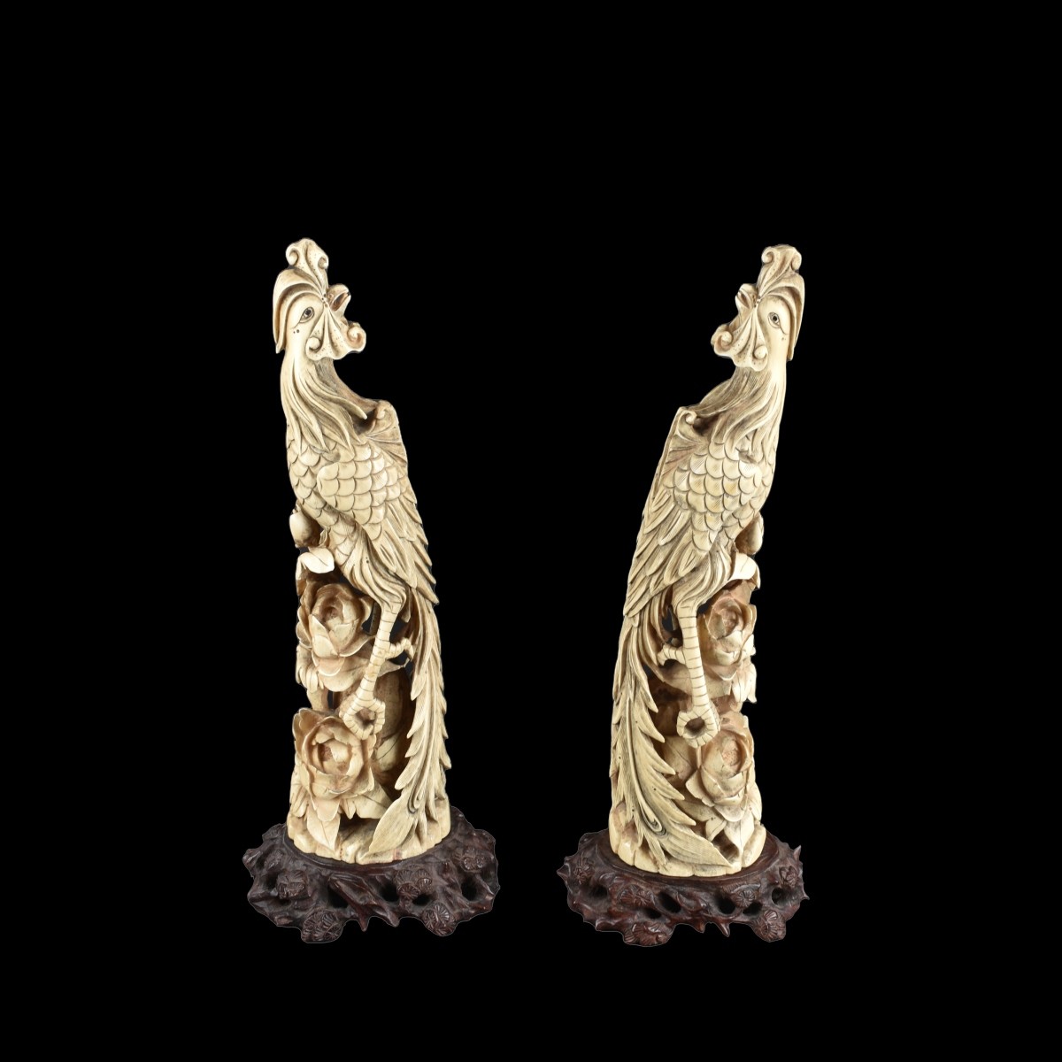 Pair of Chinese Carved Pheasants