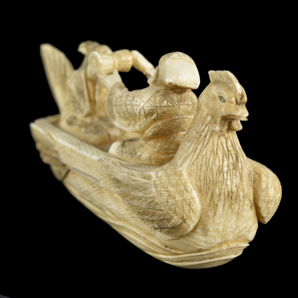 Japanese Carved Boat with Figures
