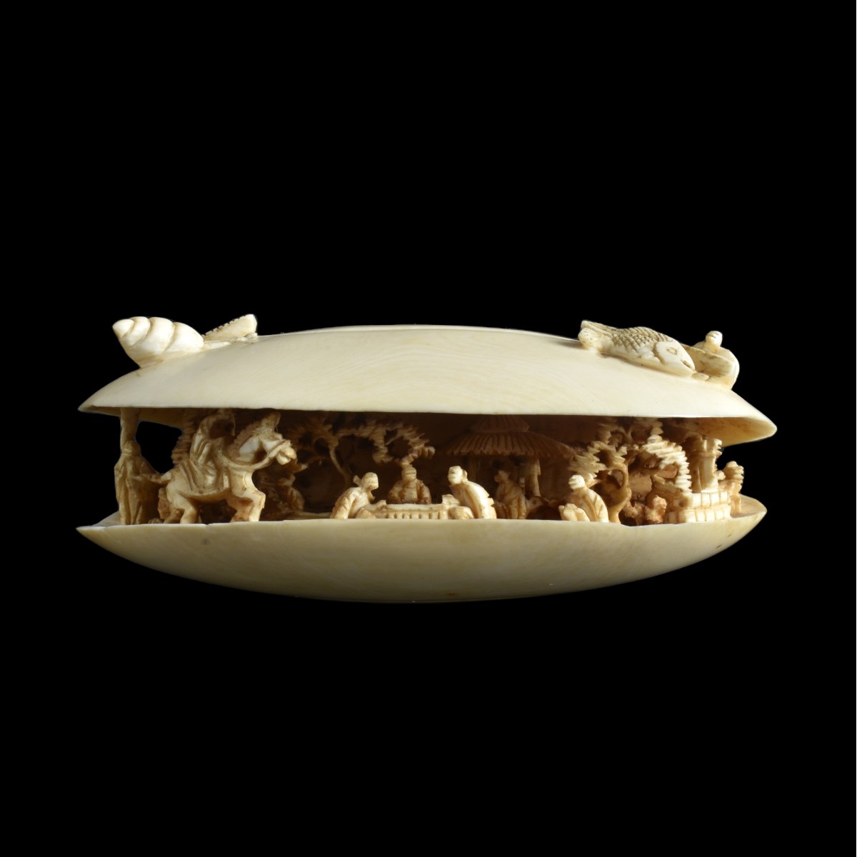 Chinese Clam Shell with Village