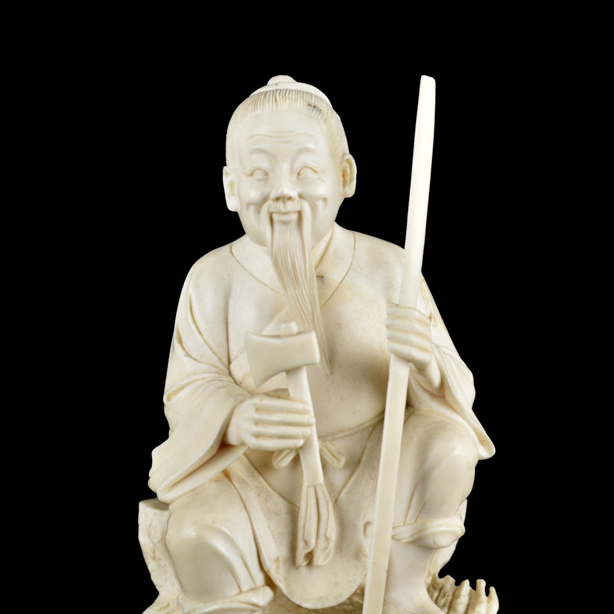 Antique Chinese Carved Seated Villager