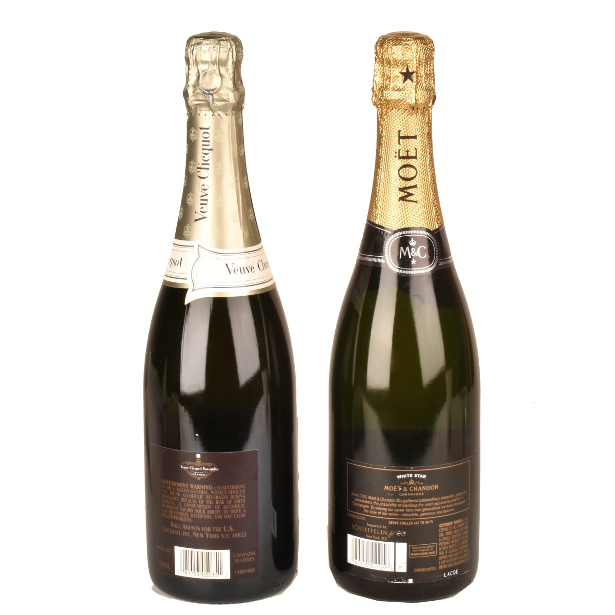 Two Art Glass Bottles of Champagne