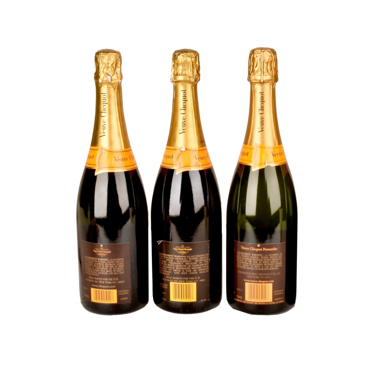 Three Art Glass Veuve Clicquot Poisardin Champagne