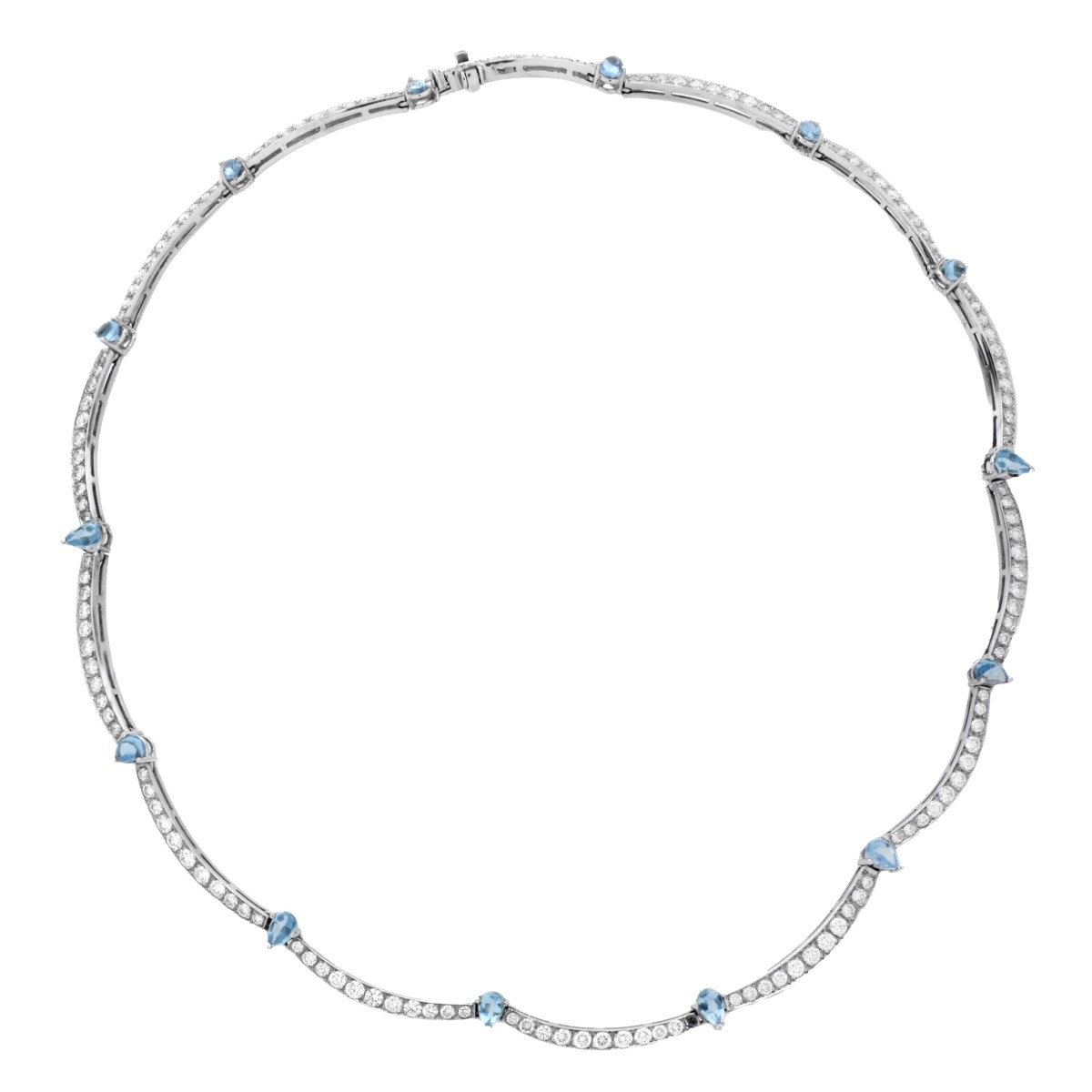 Diamond, Aquamarine and 18K Necklace