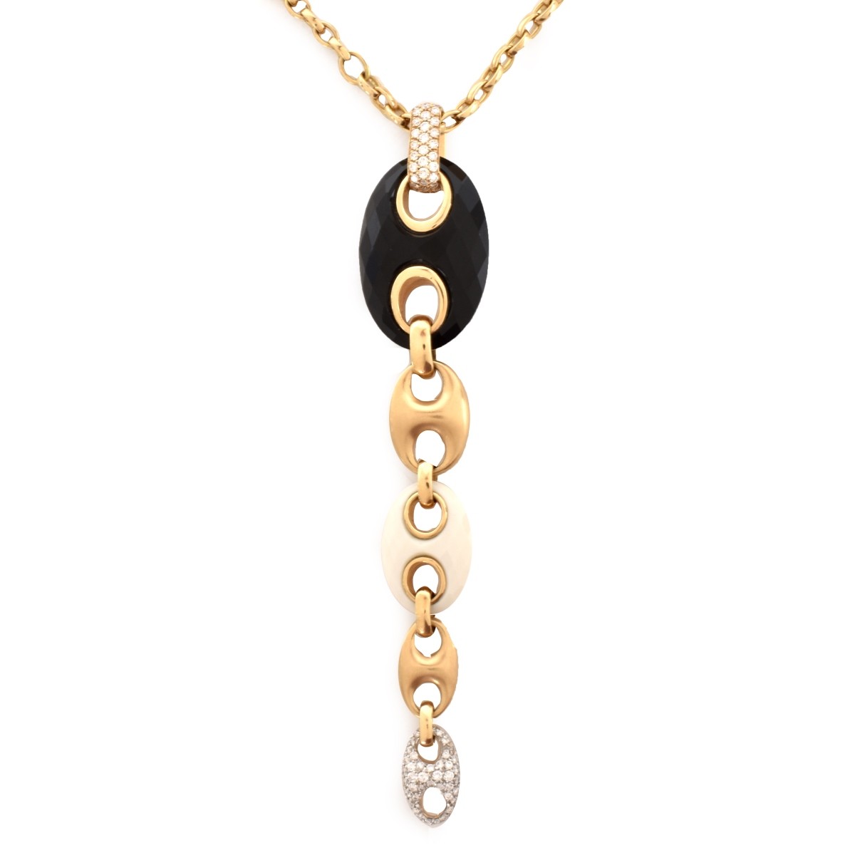 Diamond, Onyx and 18K Necklace