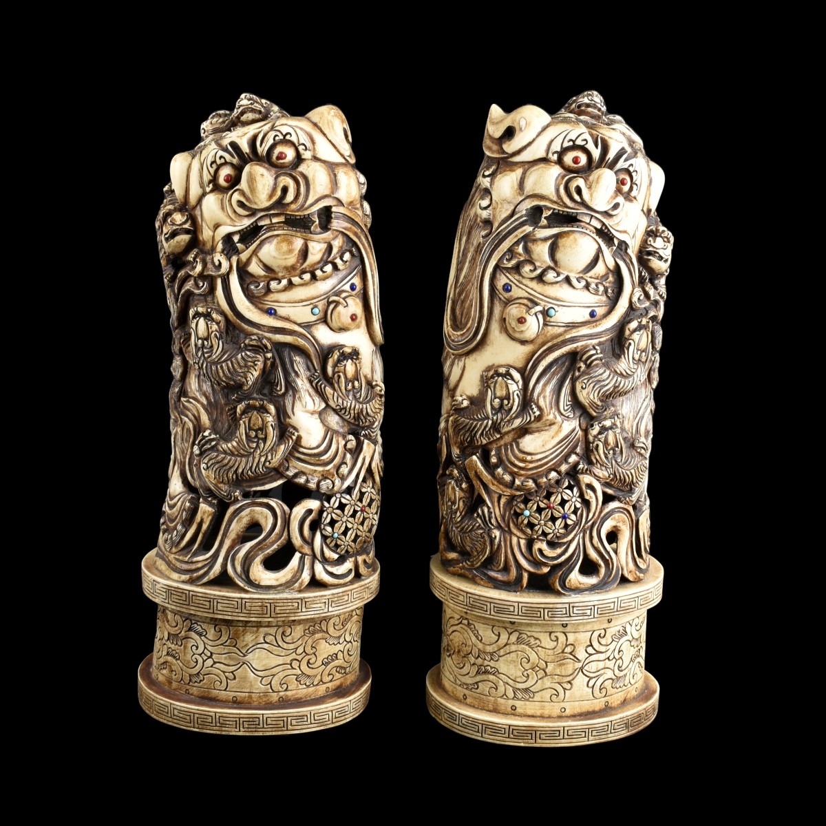 Pair of Chinese Foo Dog Sculptures
