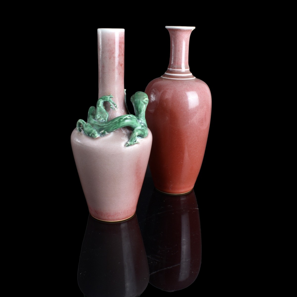 Two Chinese Cowpea Glazed Porcelain Vases