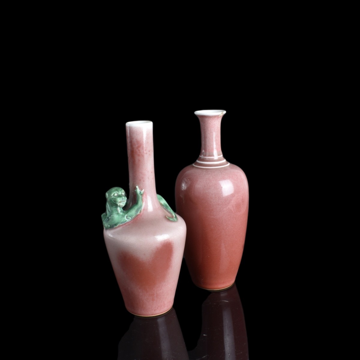 Two Chinese Cowpea Glazed Porcelain Vases