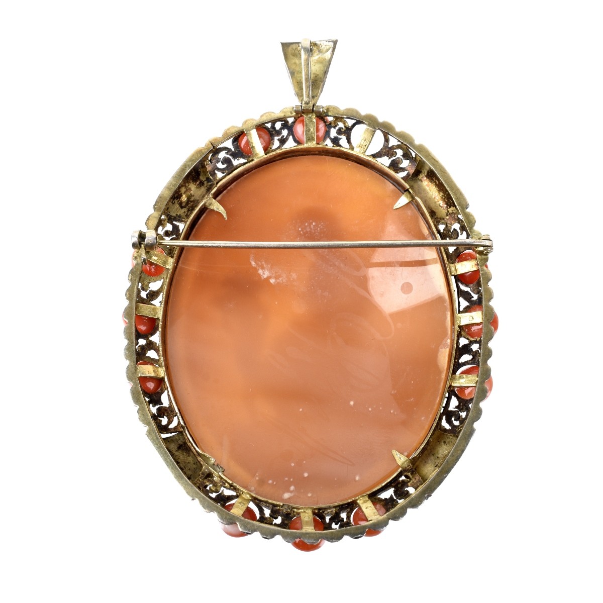 Large Carved Shell Cameo Brooch