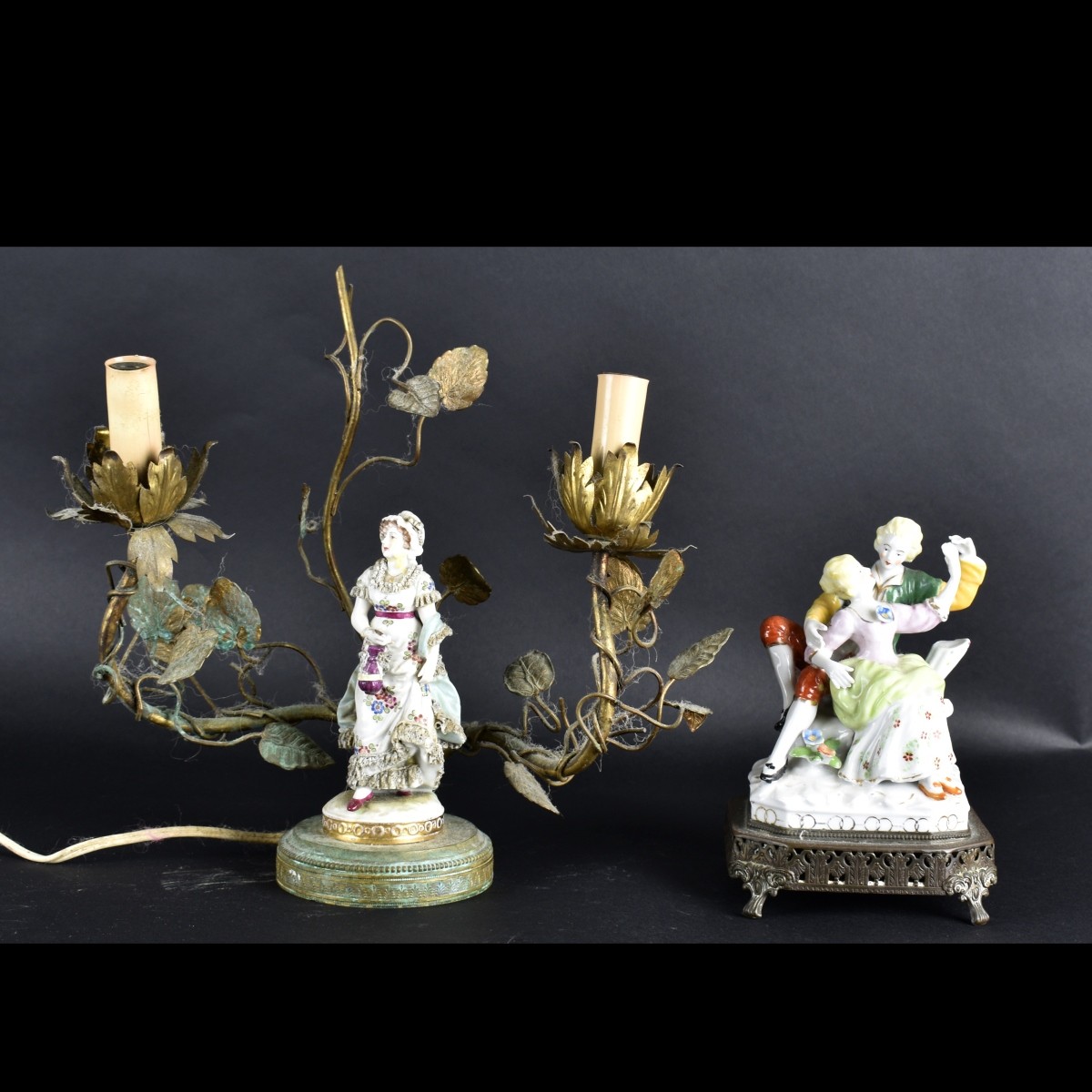 Porcelain Group and Lamp