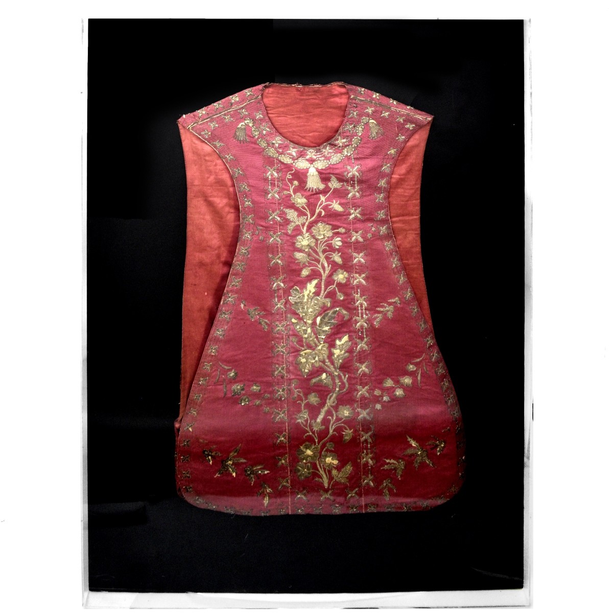 Antique Spanish Silk Embroidered Chasuble