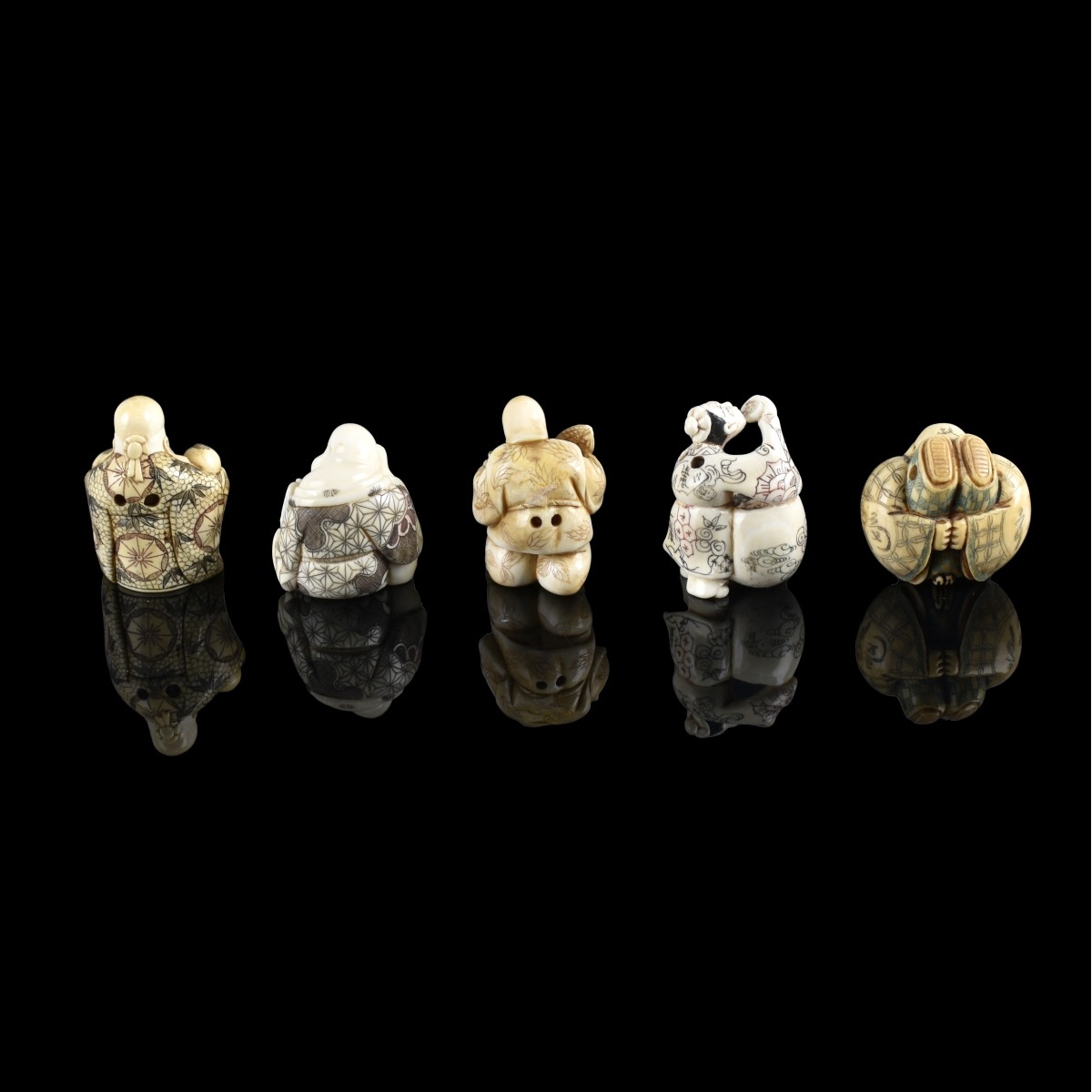 Five Antique Japanese Netsuke Figurines