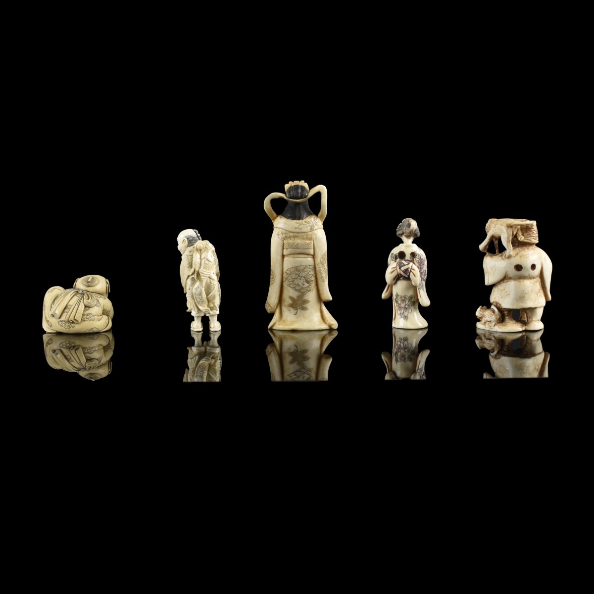 Five Japanese Assorted Figurines