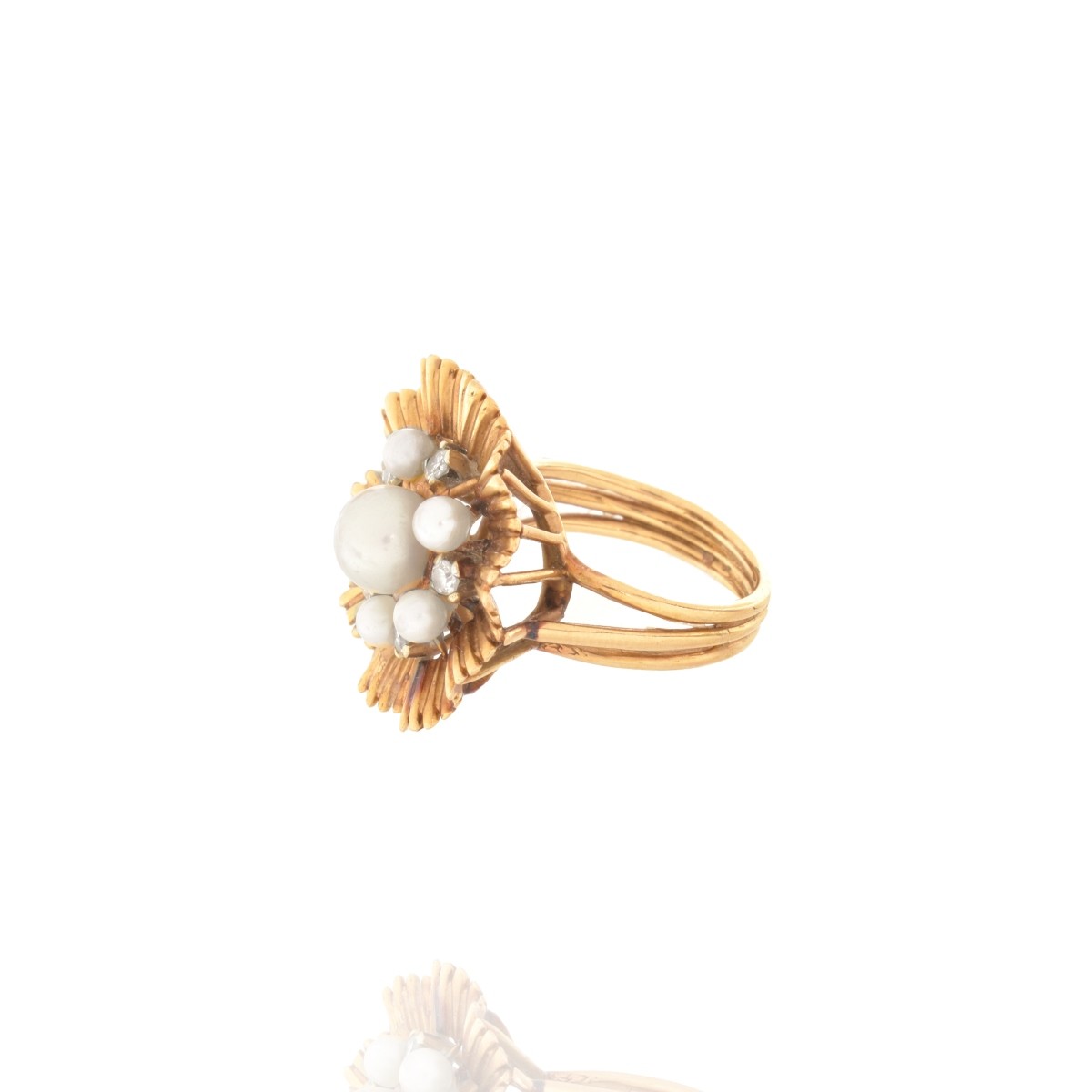 Diamond, Pearl and 14K Ring