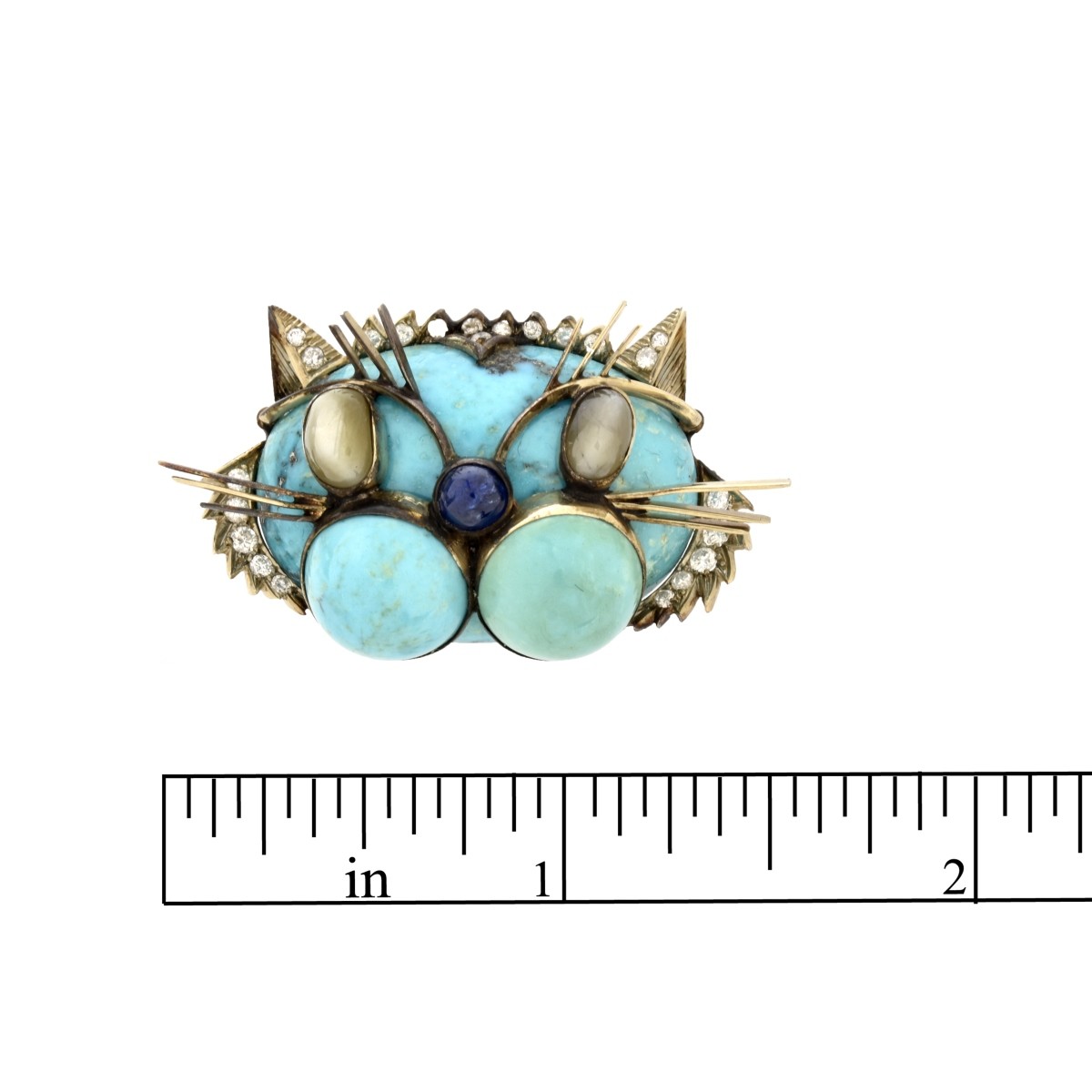 Turquoise, Gemstone and 14K Brooch