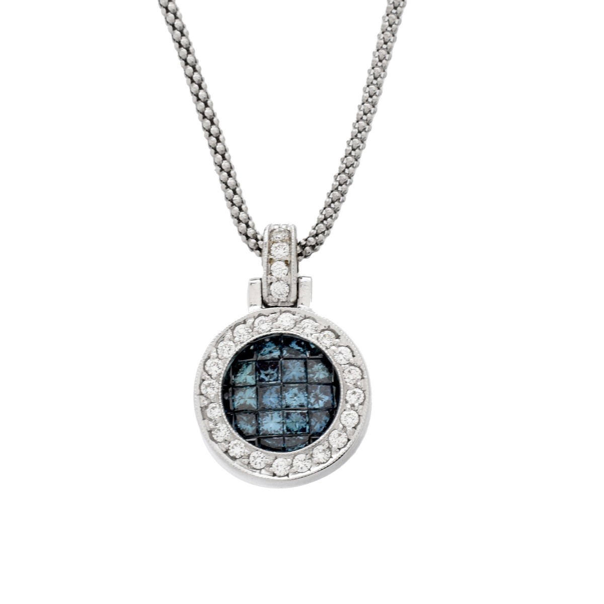 Blue Diamond and 18K Necklace
