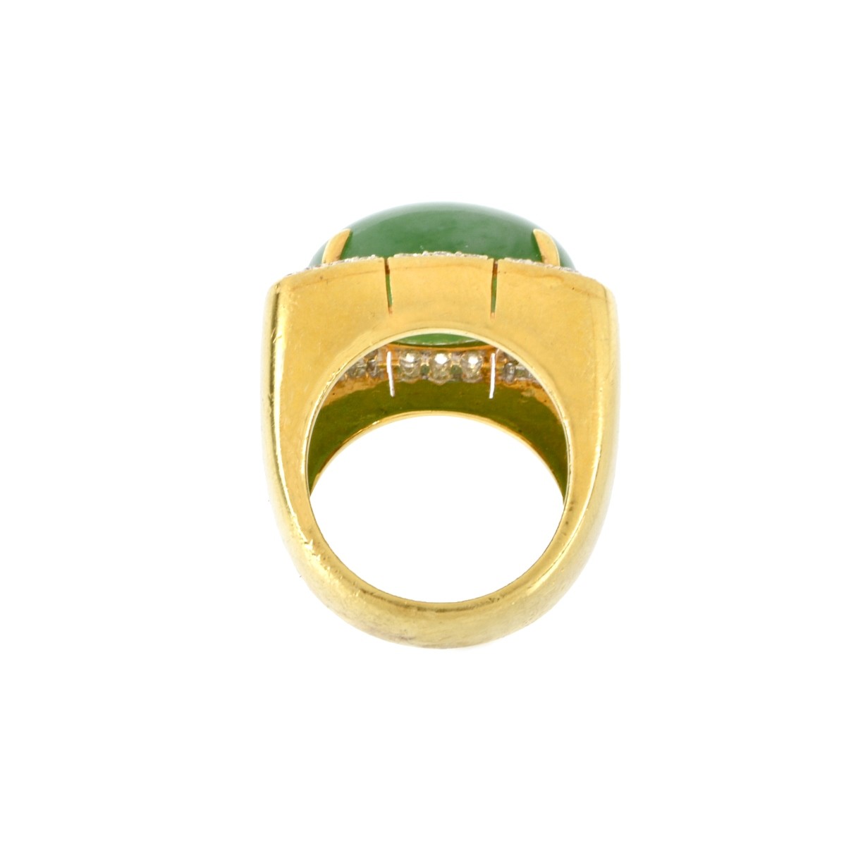 Jade, Diamond and 18K Ring