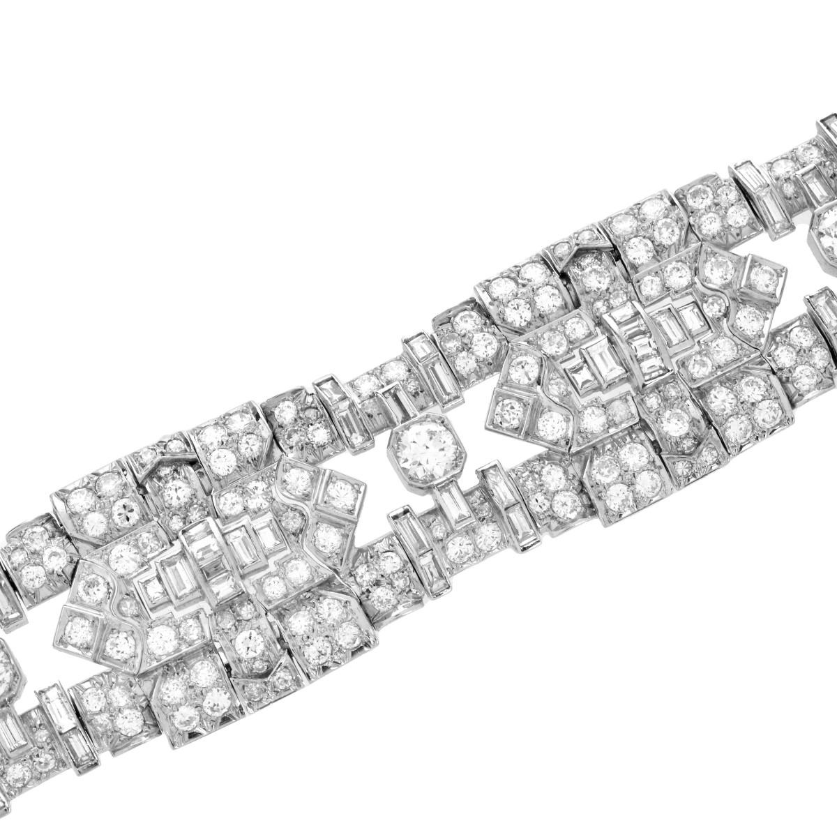 Deco Diamond and Platinum Bracelet