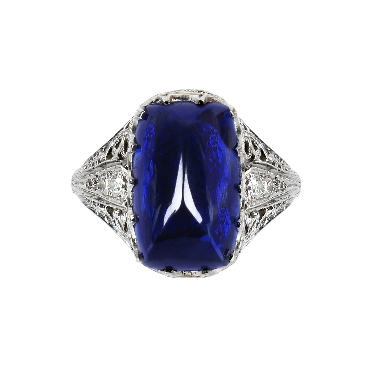 Sapphire, Diamond and Platinum Ring