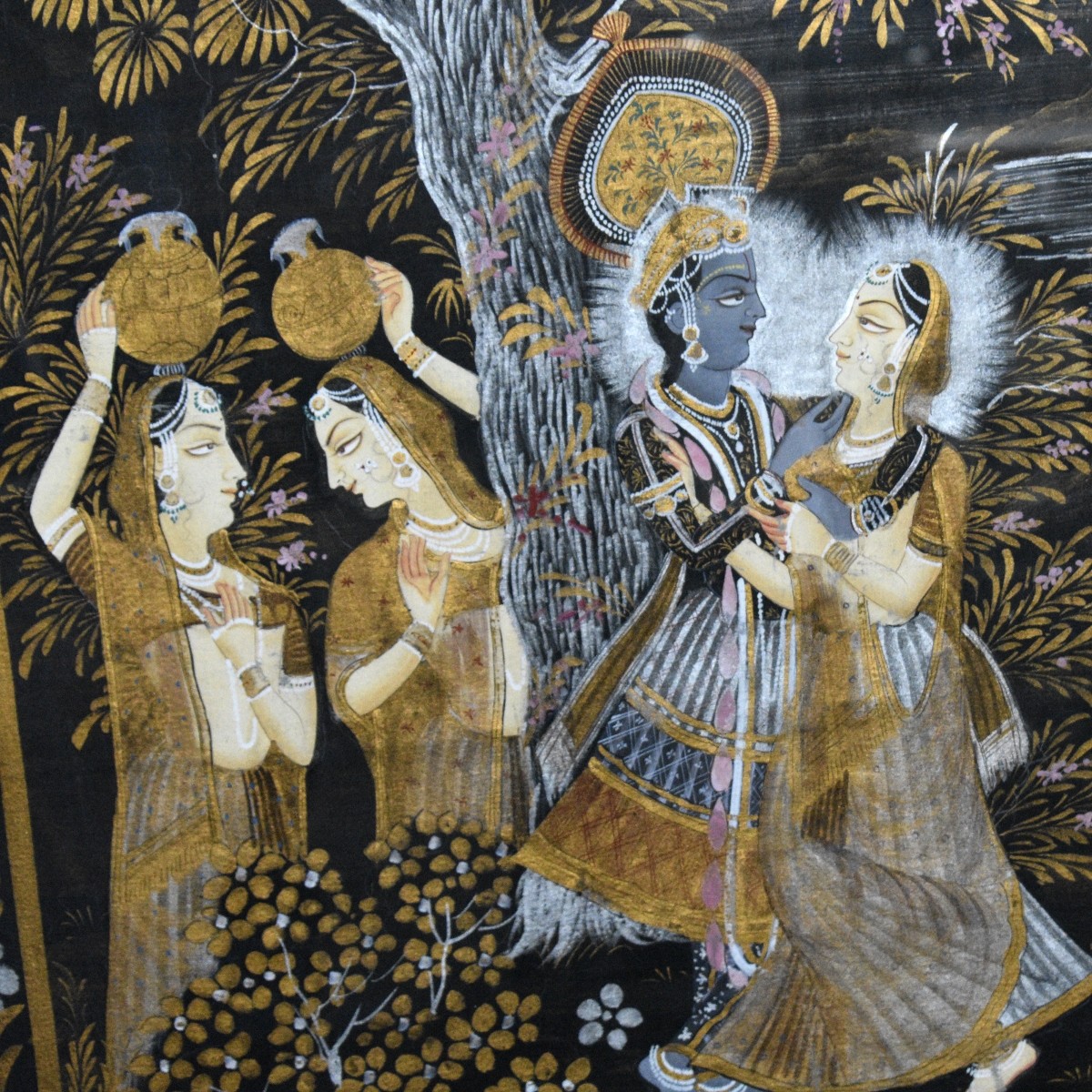 Large Indian Mughal Silk Painting