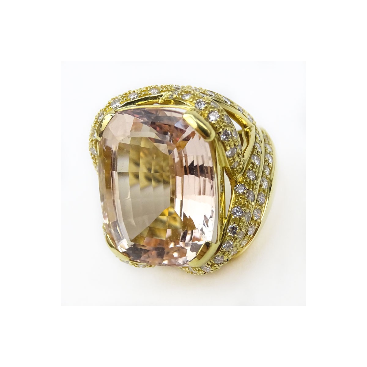 Kunzite, Diamond and 18K Gold Ring