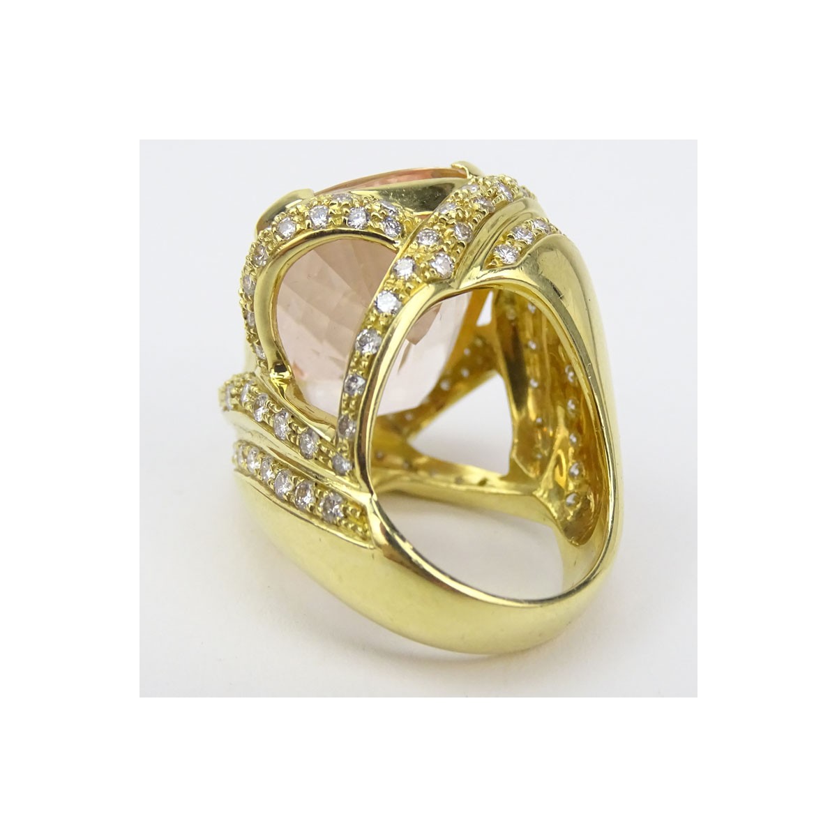 Kunzite, Diamond and 18K Gold Ring