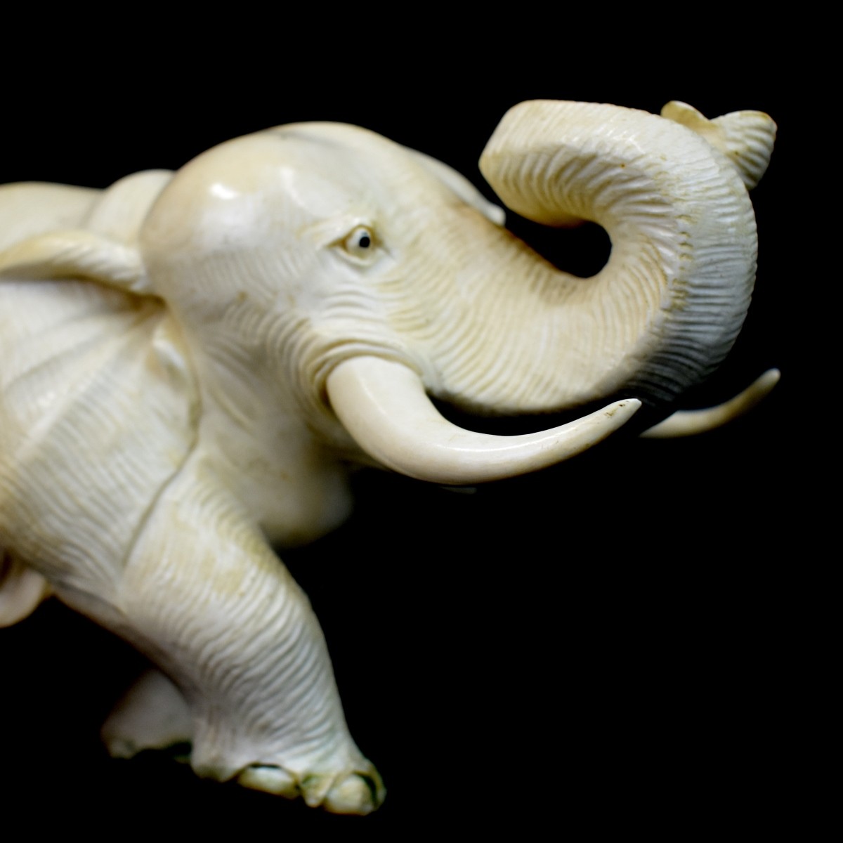 African Carved Elephant Figurine