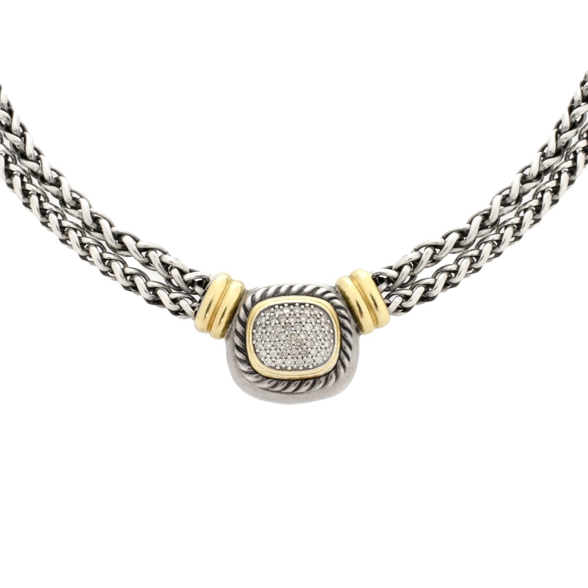 David Yurman Diamond, 18K and Silver Necklace