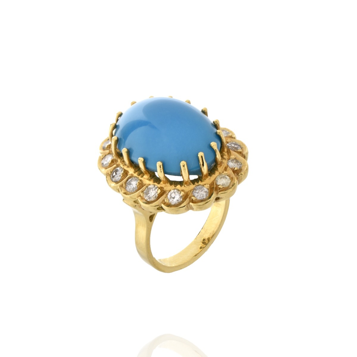 Turquoise, Diamond and 18K Ring