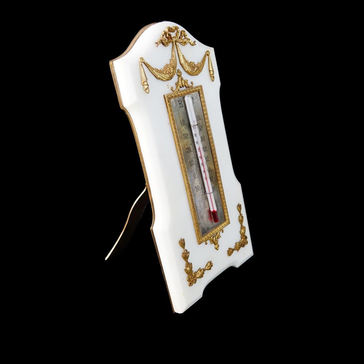 French Louis XVI Style Marble Bronze Thermometer