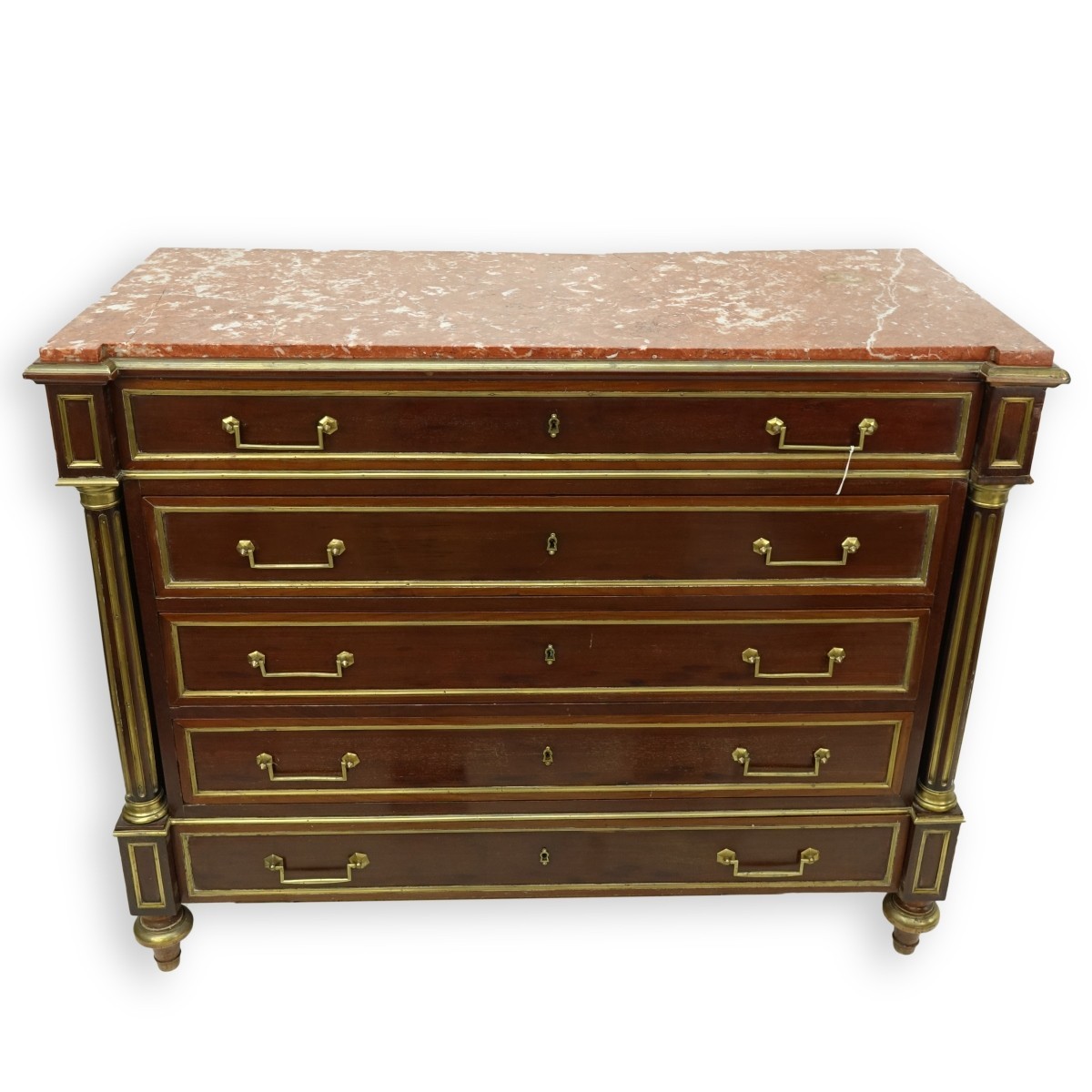 19C French Louis XVI Style Marble Top Commode