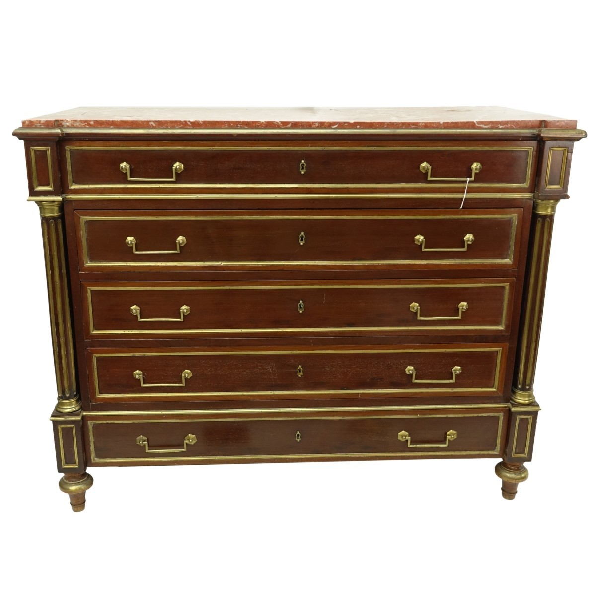19C French Louis XVI Style Marble Top Commode
