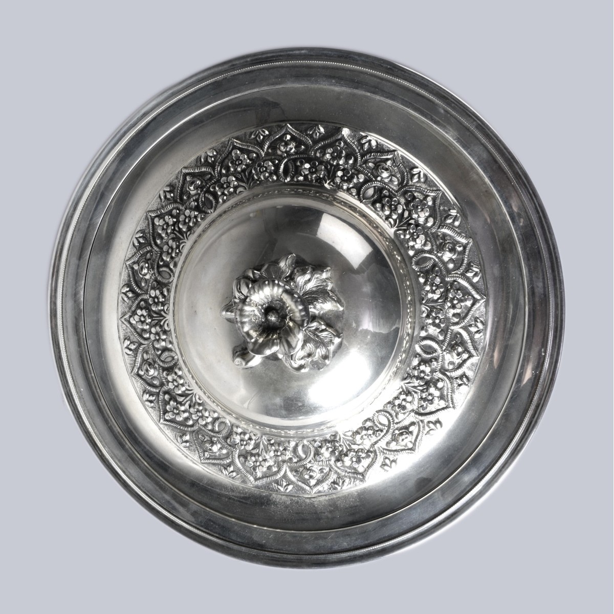 Turkish 900 Silver Covered Bowl