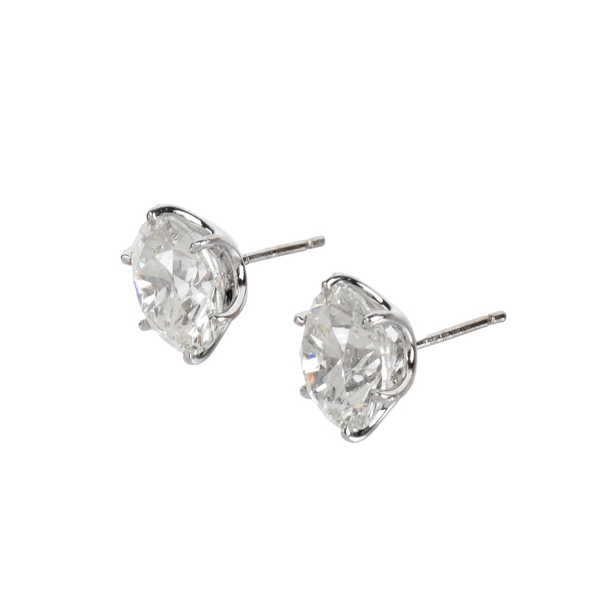 GIA 10.03 Carat Diamond and Platinum Ear Studs