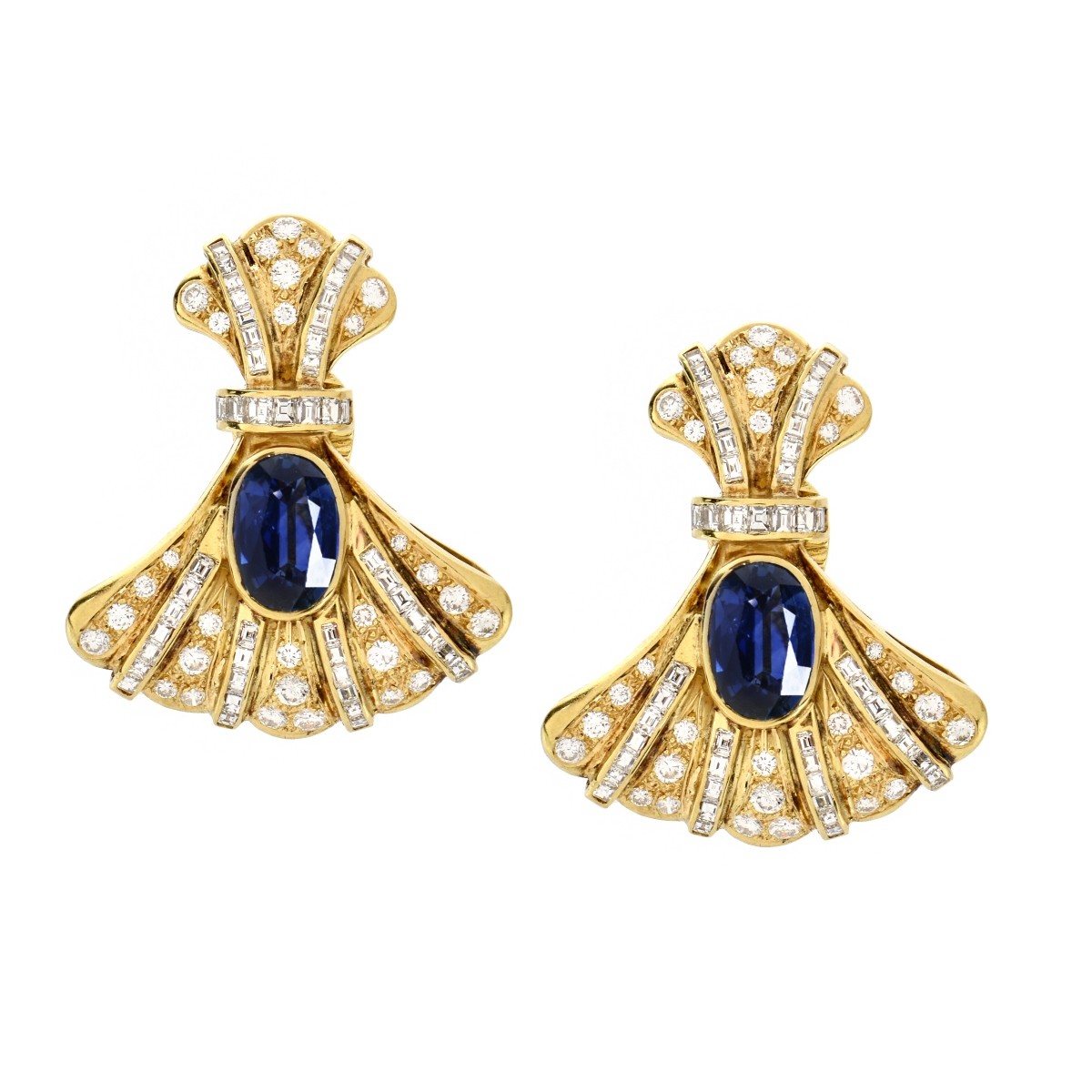 Ceylon Sapphire, Diamond and 18K Earrings