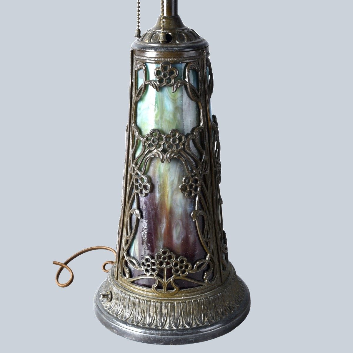 Antique Blue Slag Glass Lamp