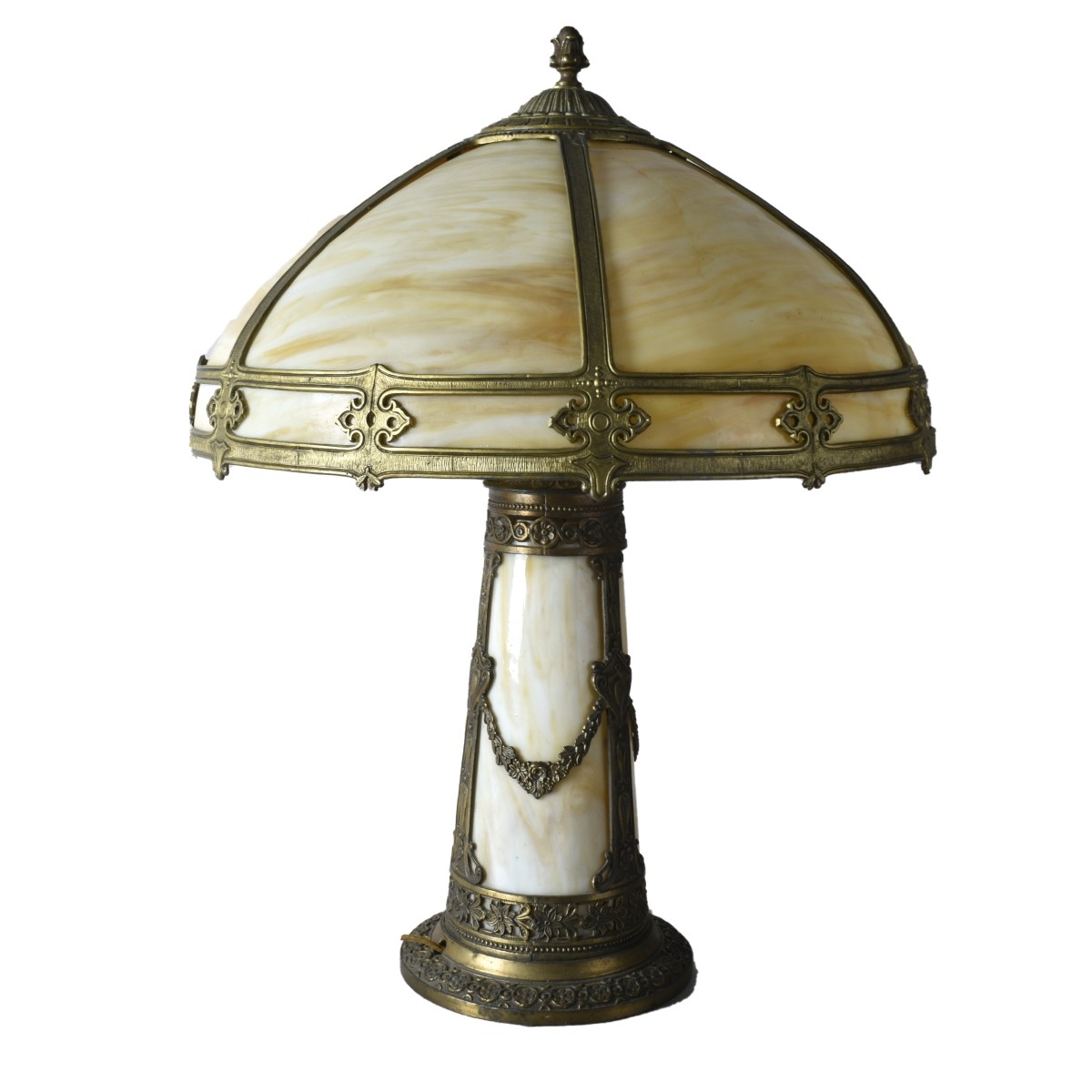 Antique Caramel Slag Glass Lamp