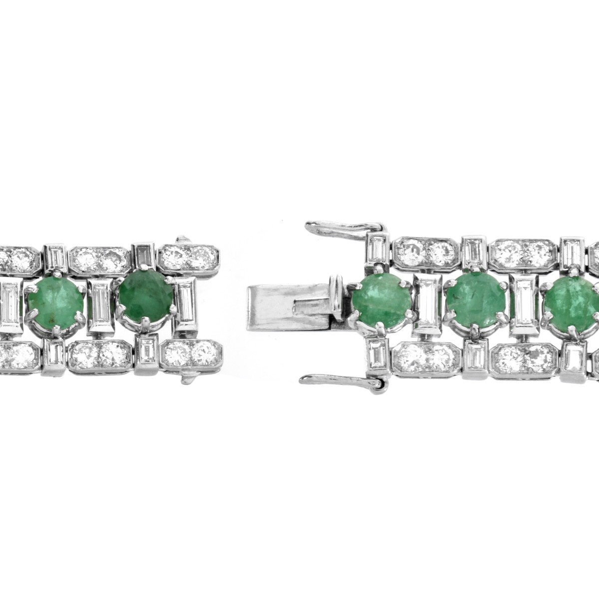 Emerald, Diamond and Platinum Bracelet