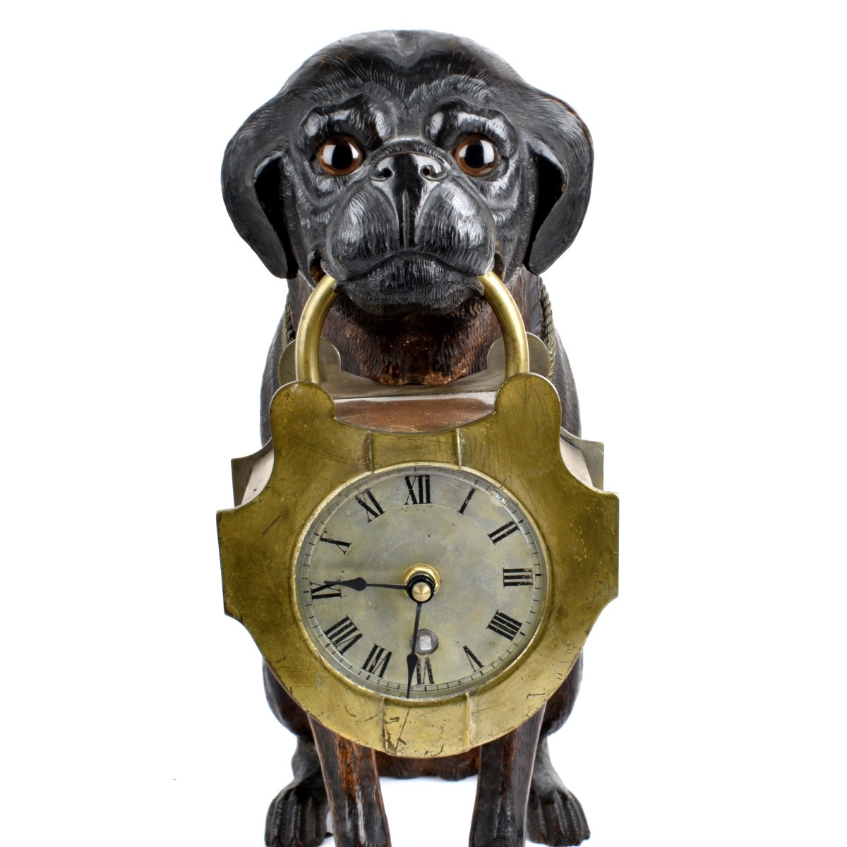 Antique Black Forest Bulldog w/ Clock