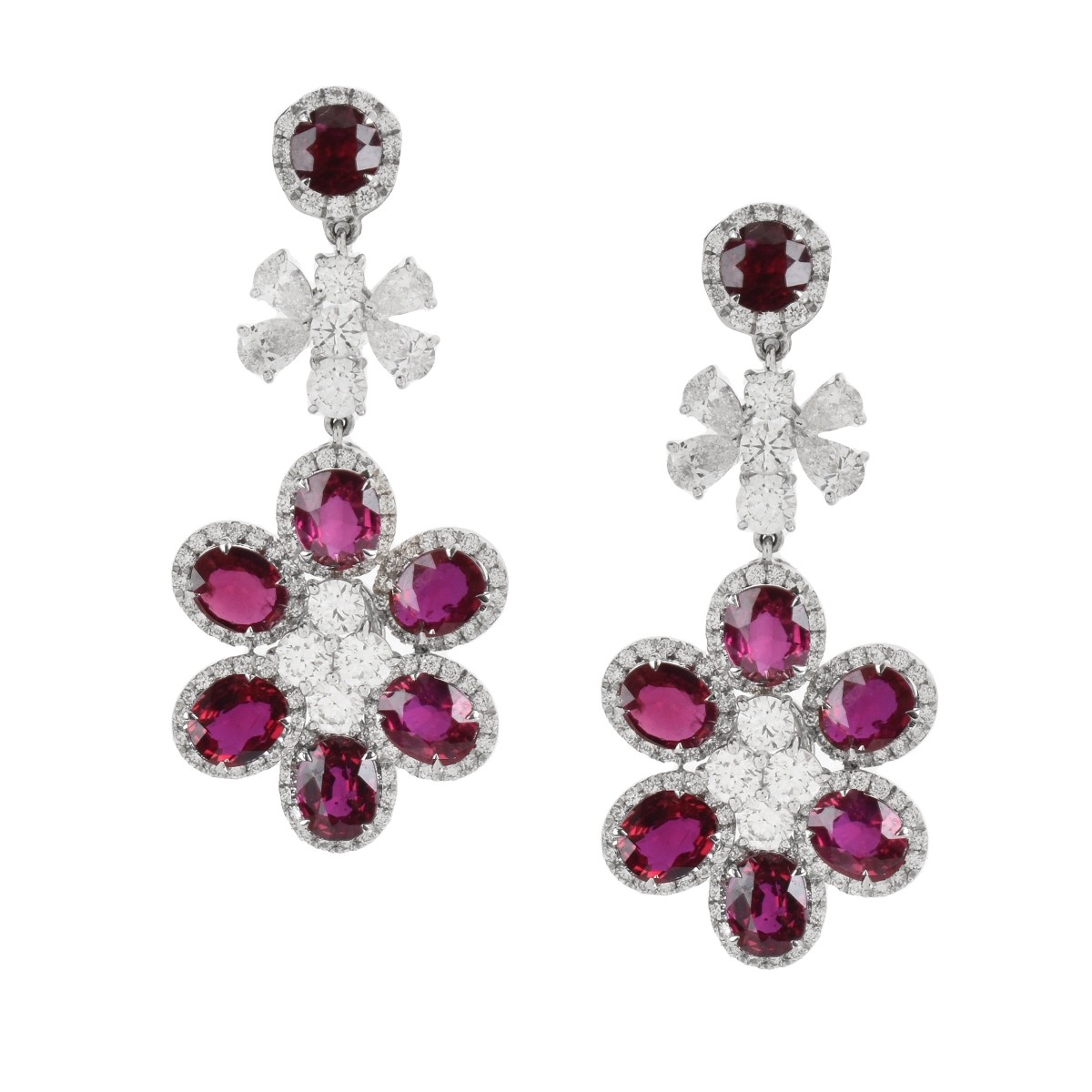 Ruby, Diamond and 18K Earrings