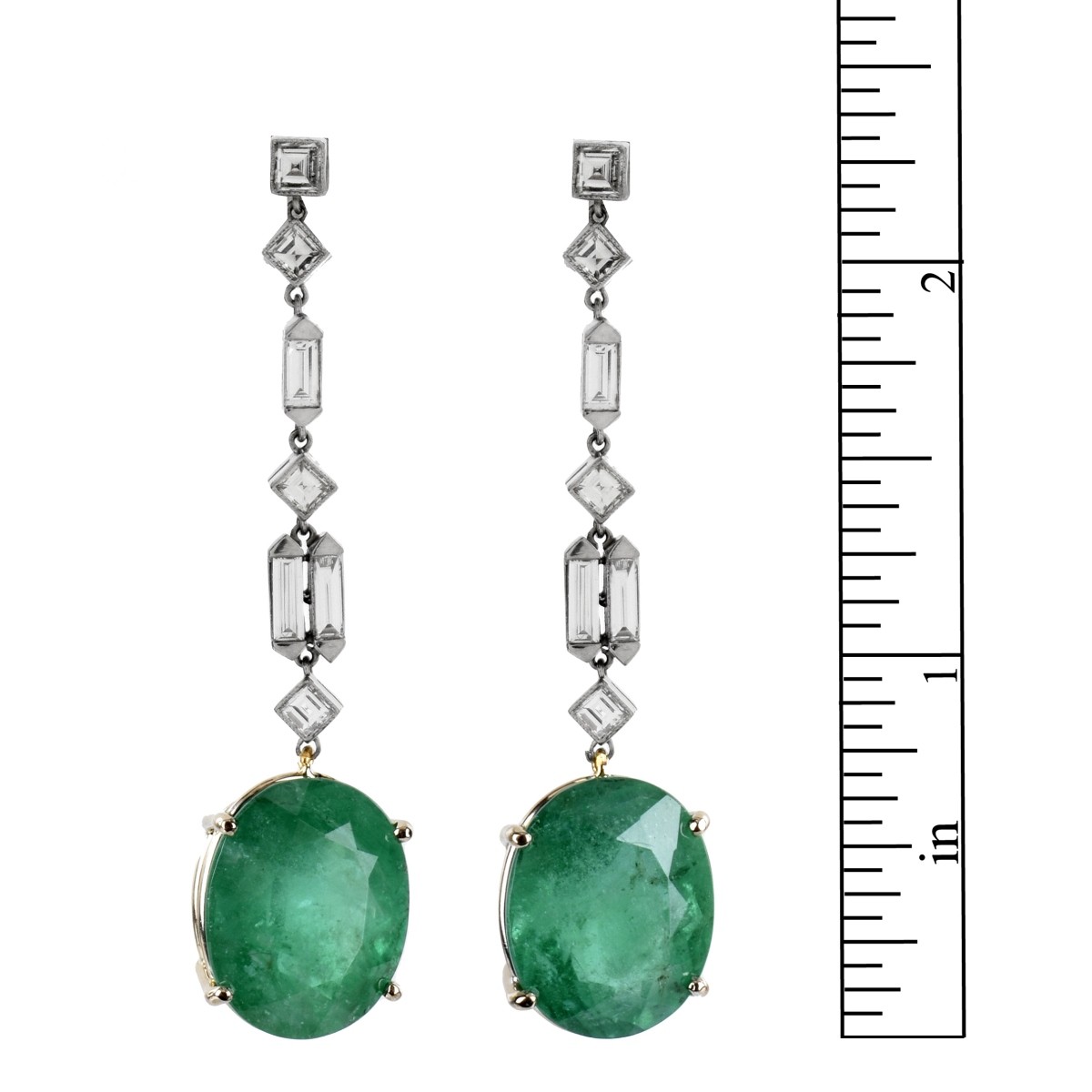 Emerald, Diamond and Platinum Earrings