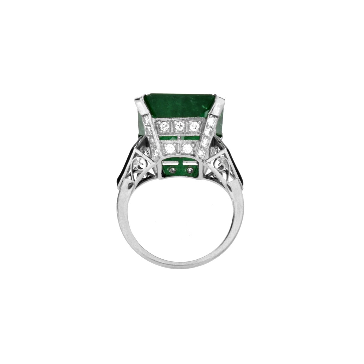 Emerald, Diamond and Platinum Ring