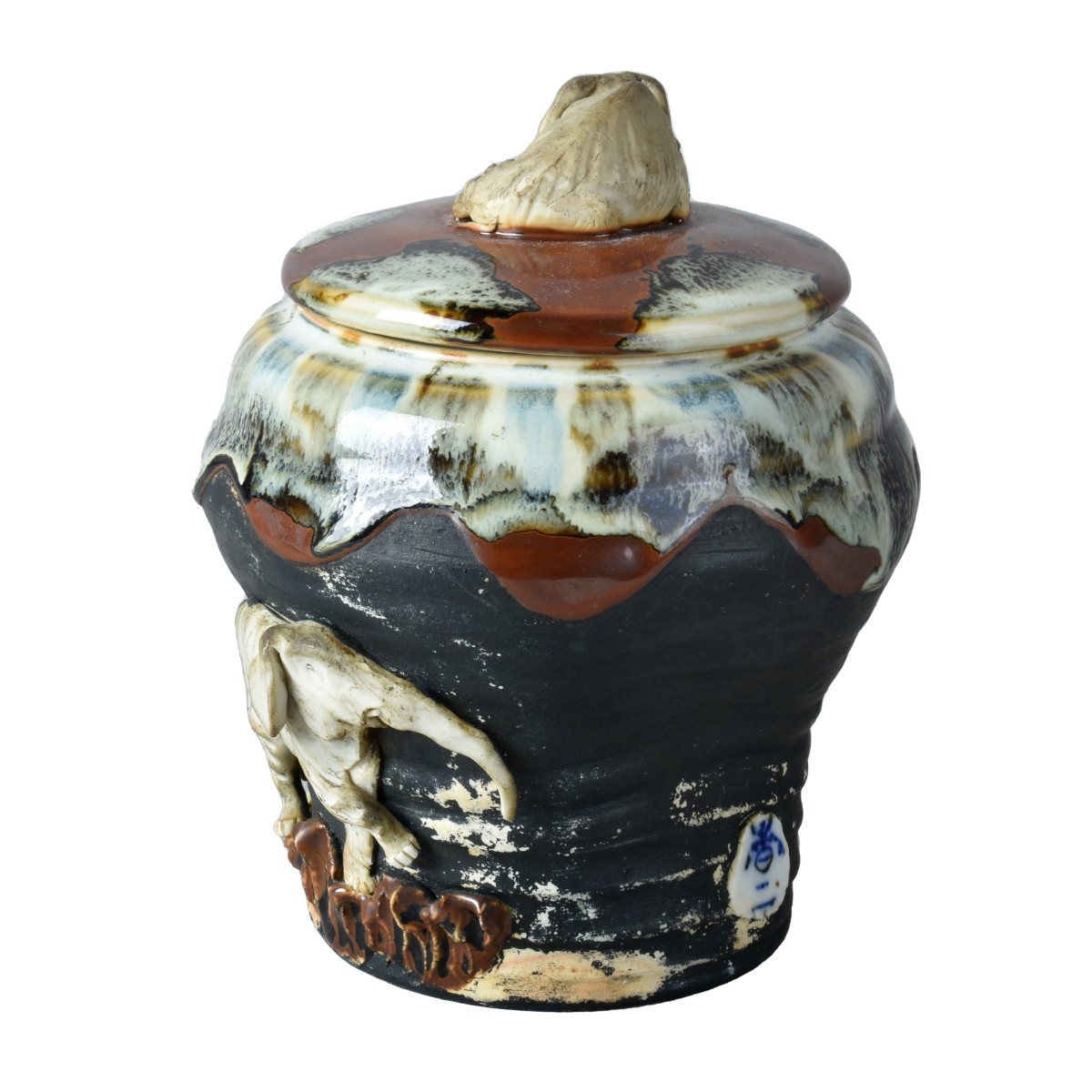 Antique Japanese Sumida Gawa Covered Jar