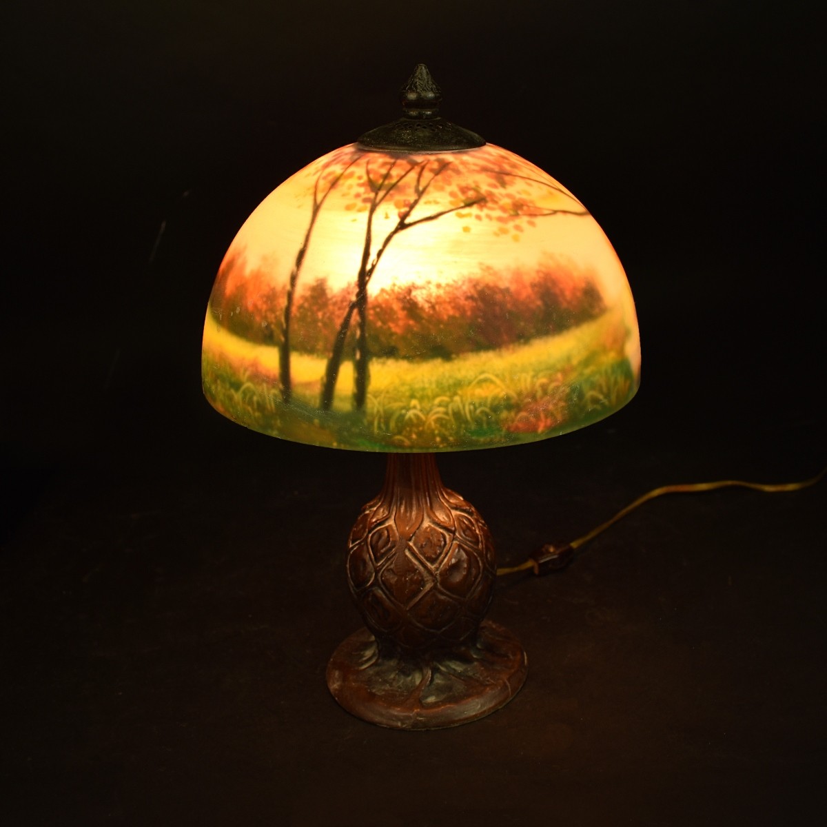 Arts and Craft Style Reverse Painted Lamp