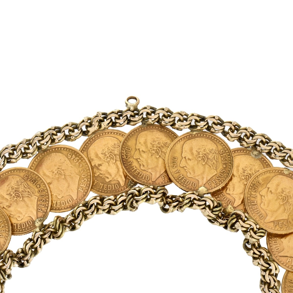 14K and Mexican Gold Coin Bracelet