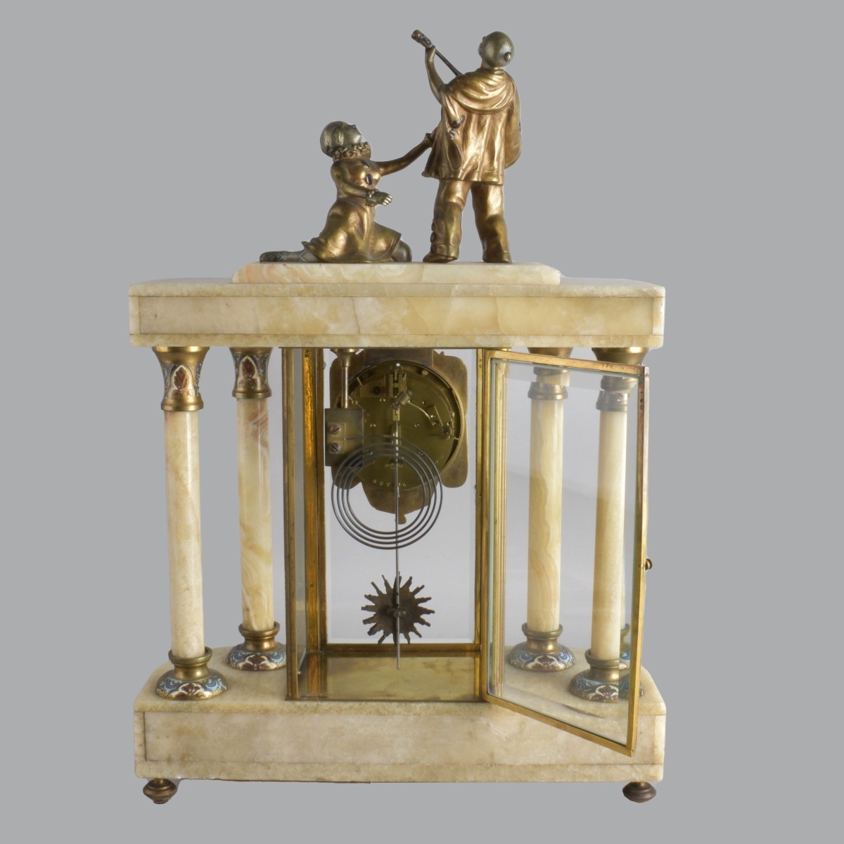 Antique French Champleve Mantle Clock