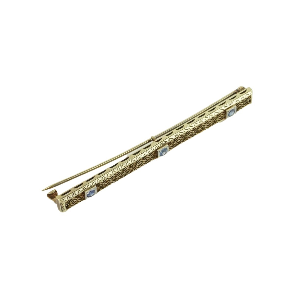 14K Bar Pin with Sapphires