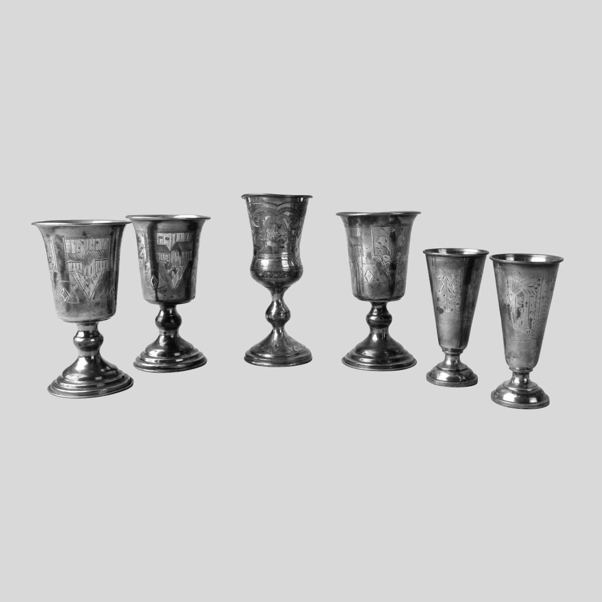 Vintage Judaic Sterling Kiddush Cups